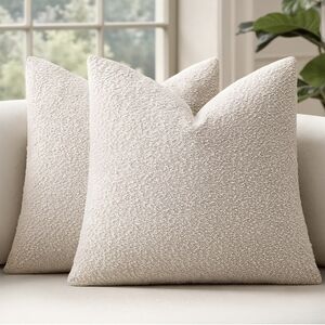 NWT Set of 4 Cream 18x18 Inch Boucle Texture Pillow Covers